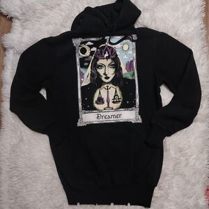Black Graphic Hoodie with Long Sleeves and Pop Art Design